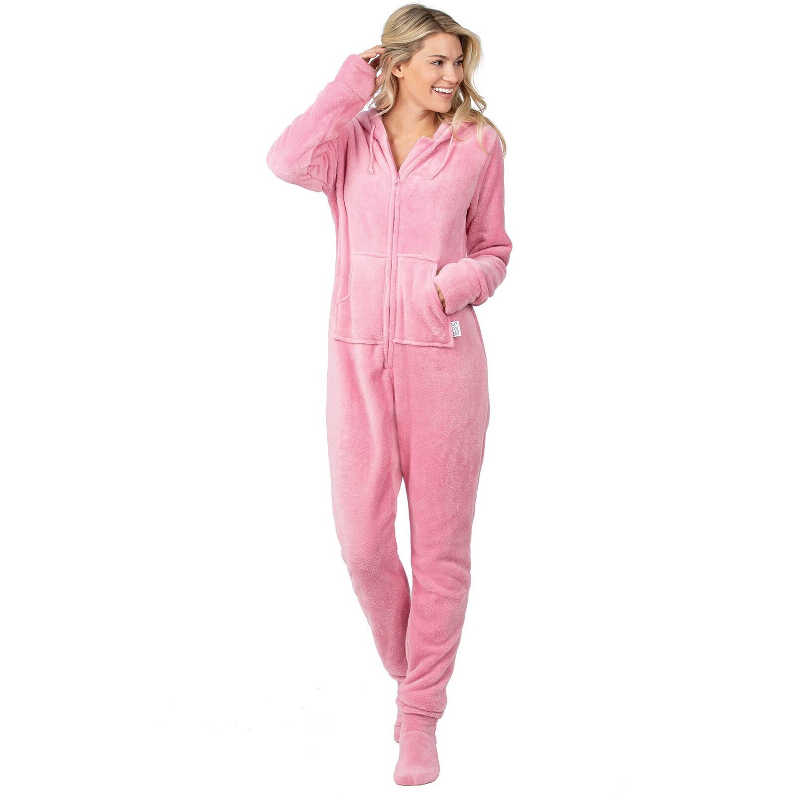 6178 Onesie With Hood - Adult Footie Pajamas, Pink, X-Large / 16